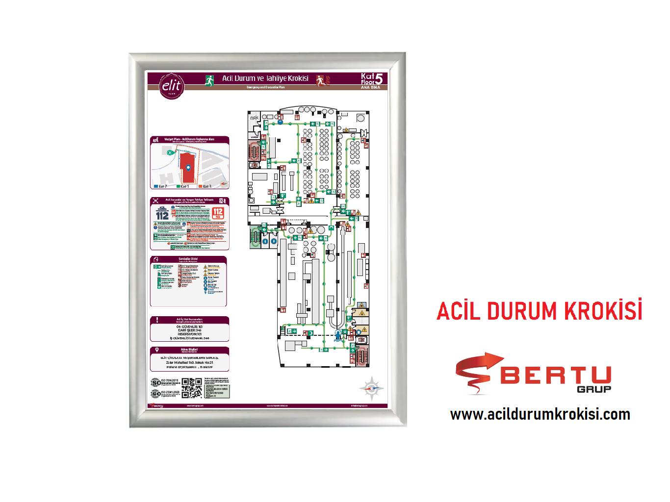 gönye çerçeveli acil durum krokisi